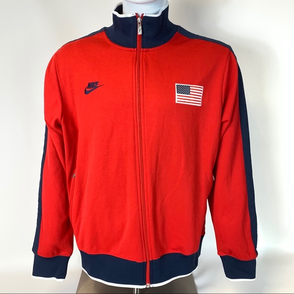 nike red blue and white jacket
